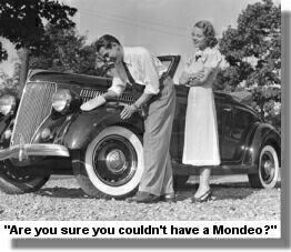 Picture of wife asking husband if he could have chosen a different car